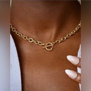 Gold Plated Stainless Steel Toggle Chain Necklace | Chunky Link Statement Choker